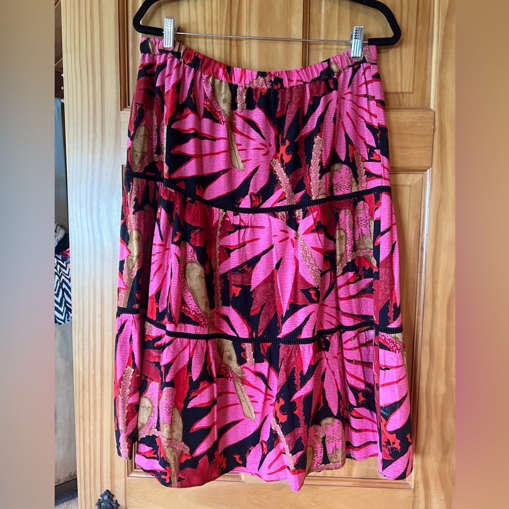 J. Crew tiered palm print maxi skirt size large